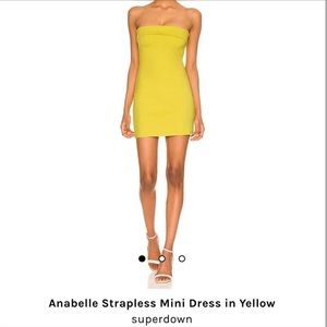 Revolve Anabelle Strapless Mini Dress in Yellow
